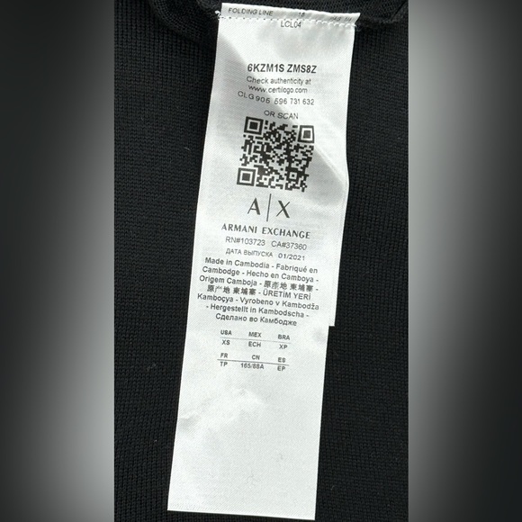 rmani Exchange Black Sweater
style 6KZM1S ZMS8Z

Color 1200

light weight - Picture 5 of 7